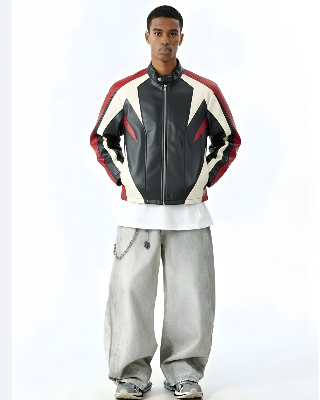 Velocity Panel Leather FAUX Jacket Cropped