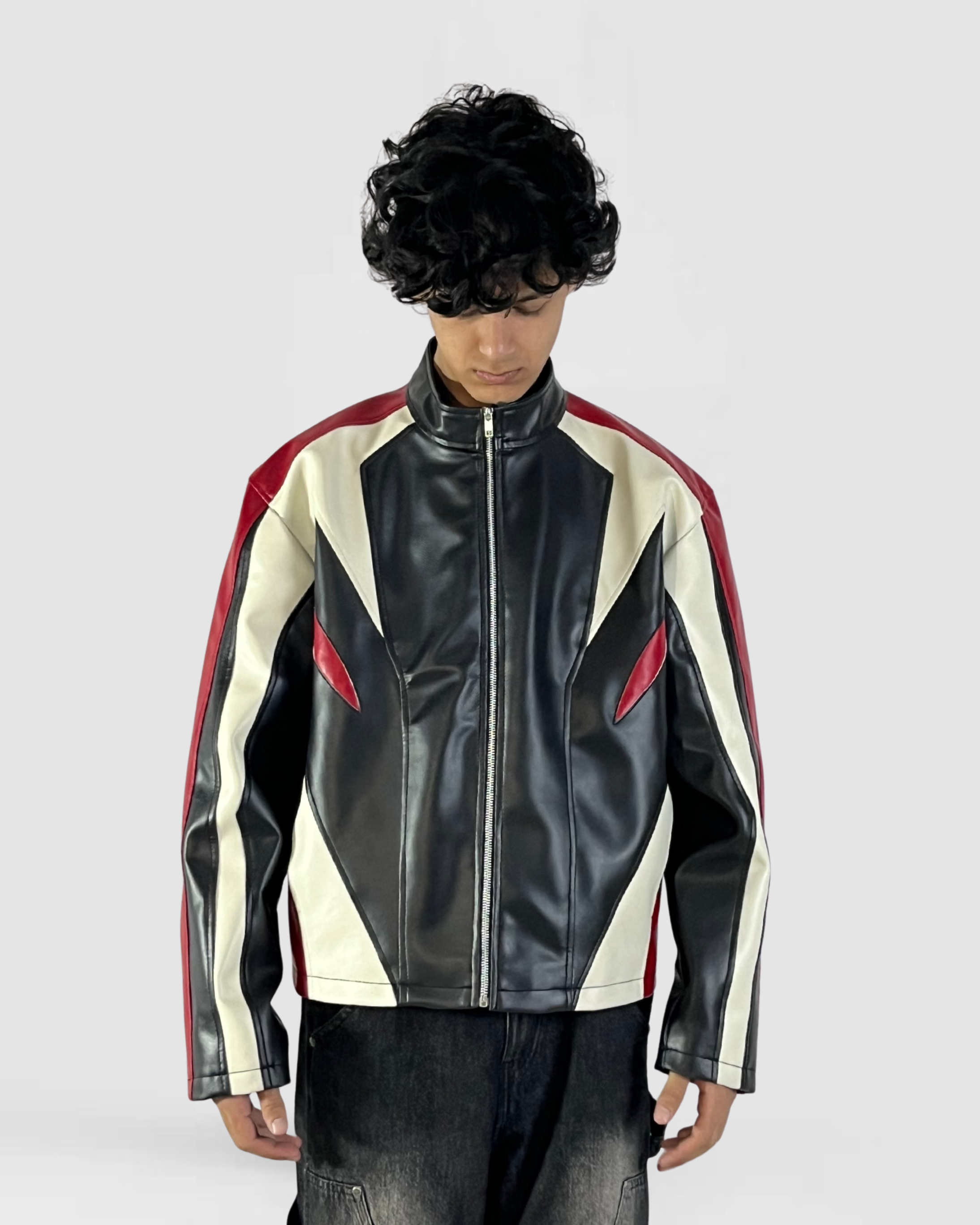 Velocity Panel Leather FAUX Jacket Cropped